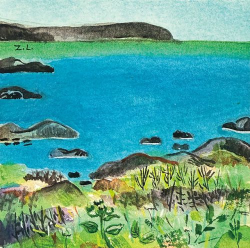 水彩静かな水面