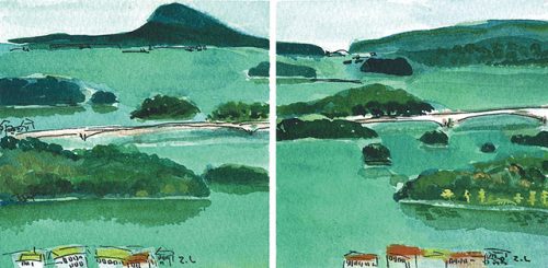 水彩天草の島々