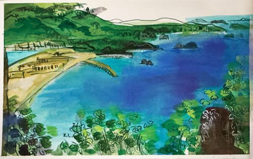 水彩萩城詰丸跡Ⅲ